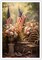 Funky American Flag Wreaths Wall Art Colorful Garden Scene Canvas Posters Usa Flag Flowers Room Aesthetic Prints Painting For Living Room Office Home Wall Decor 12x16in Unframed